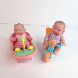 Berenguer Lil Cutesies Vinyl Babies 5 Inch Mini Dolls Lot Tricycle Bath